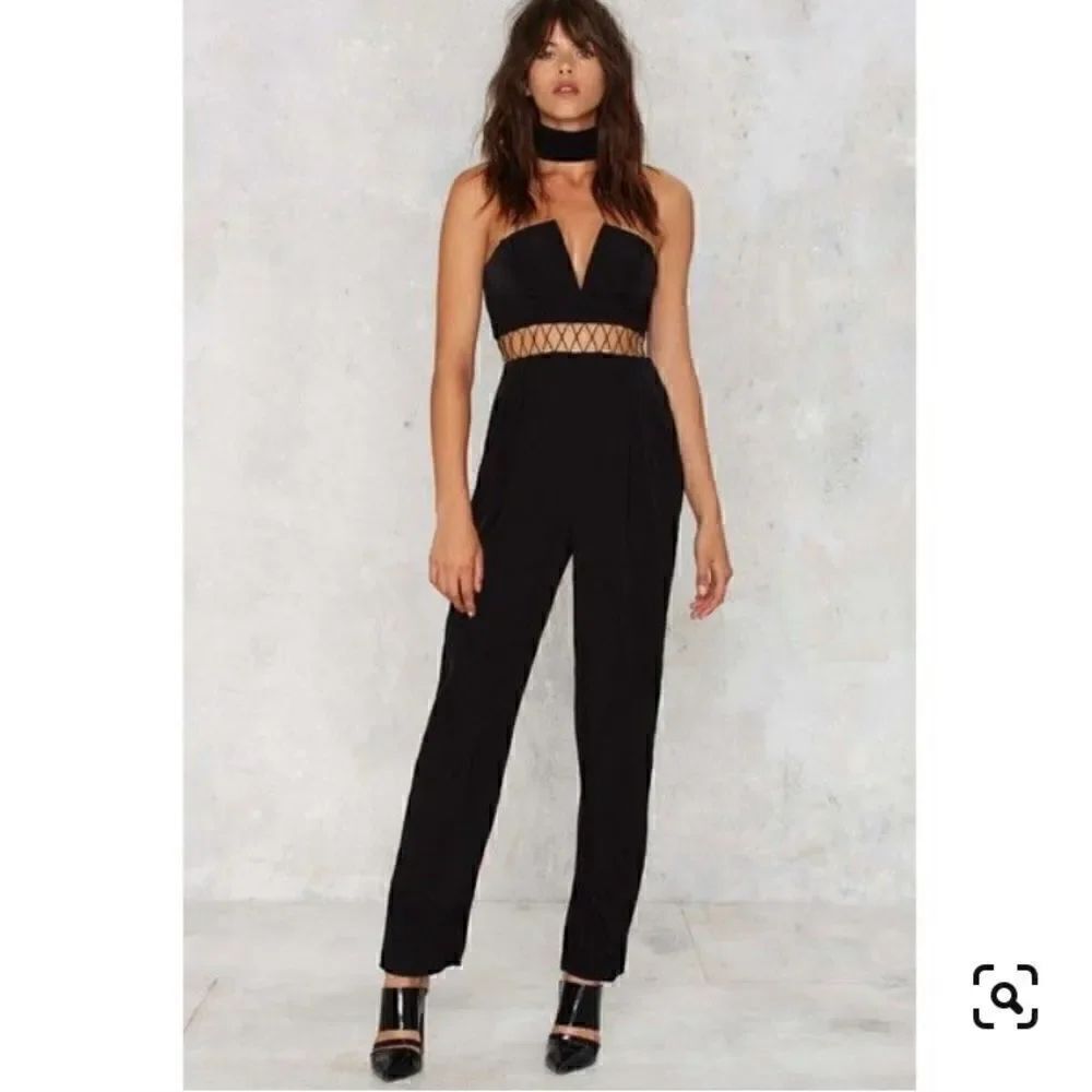 StyleStalker Black Glory Strapless Jumpsuit Size:S